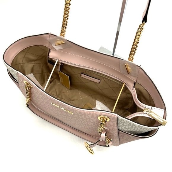 Michael Kors Large Jet Set Travel Chain Shoulder Bag Powder Blush Multi - Picture 8 of 10
